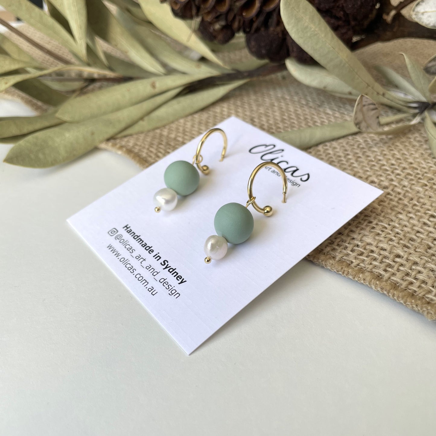 Tilly Dangles with Fresh Pearls in Light Green