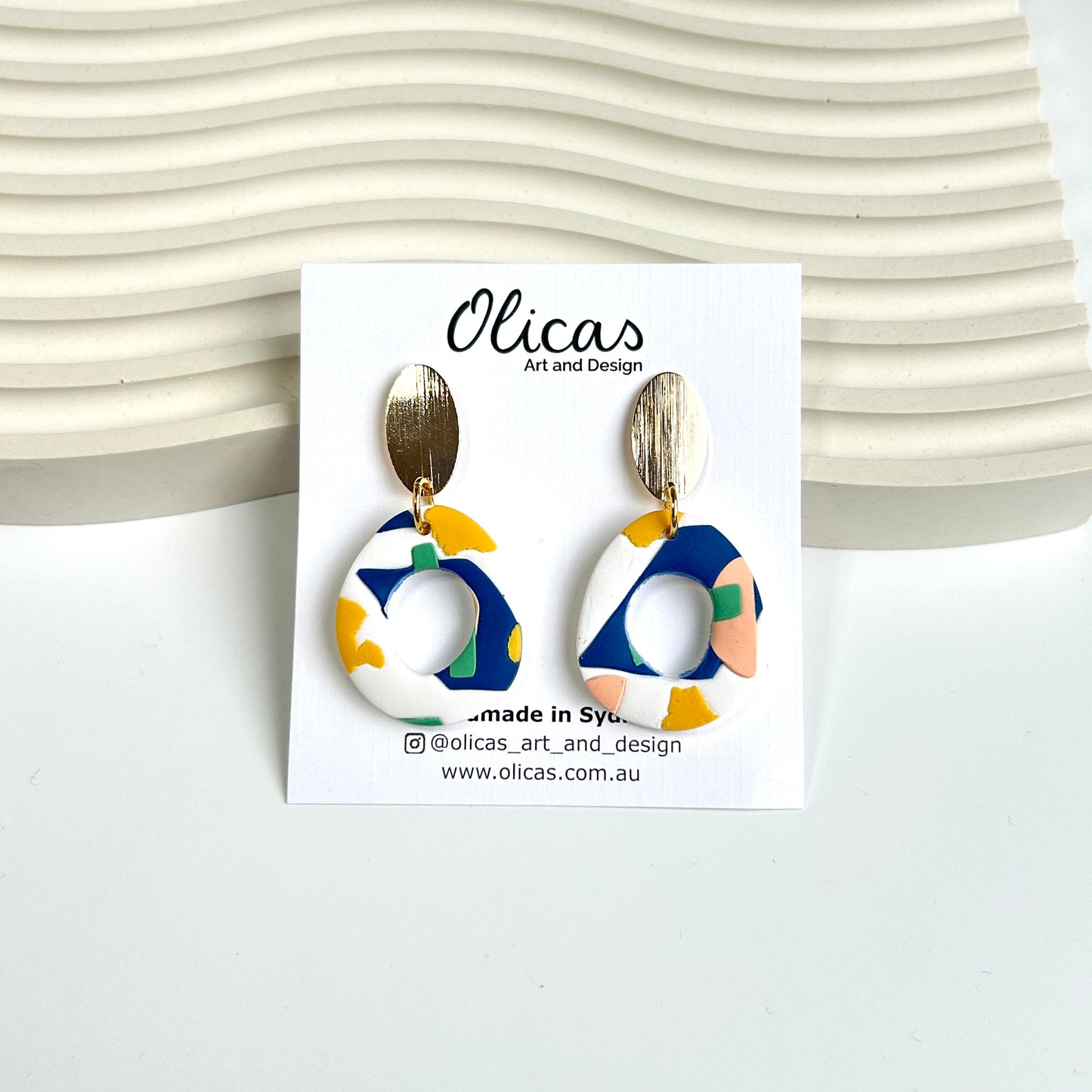 Emma Dangles in 'Colour Collage', Gold Plated tops