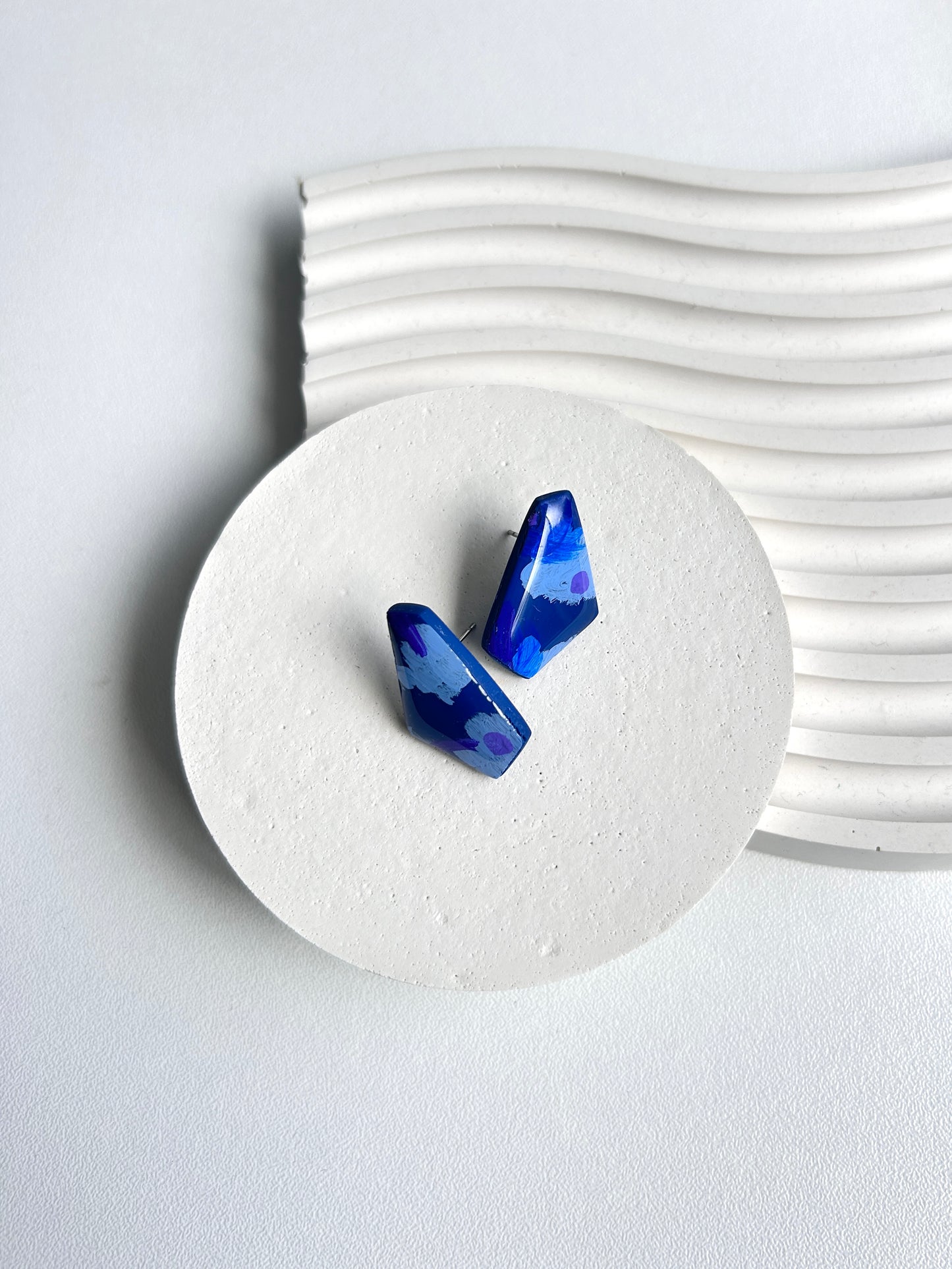 Anita Studs in hand painted 'Moonlit Reef'