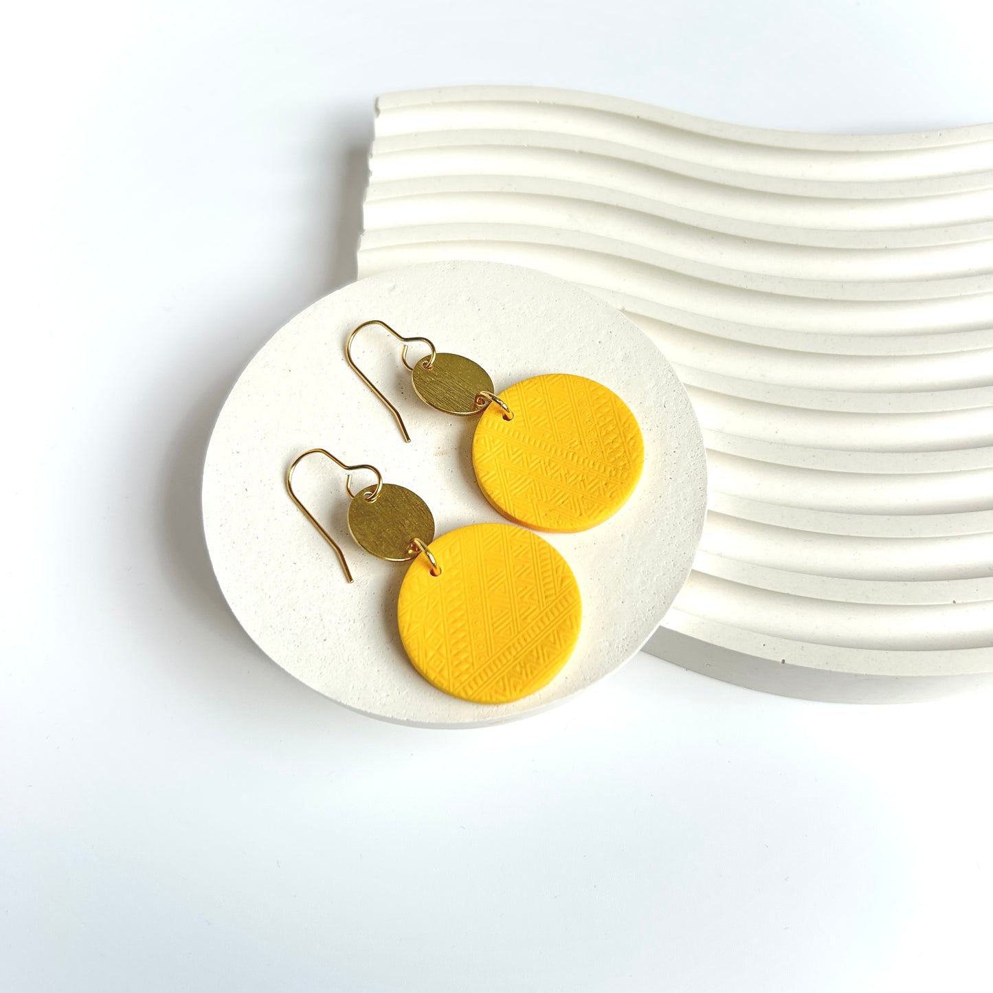 Kenya Dangles in Textured Yellow