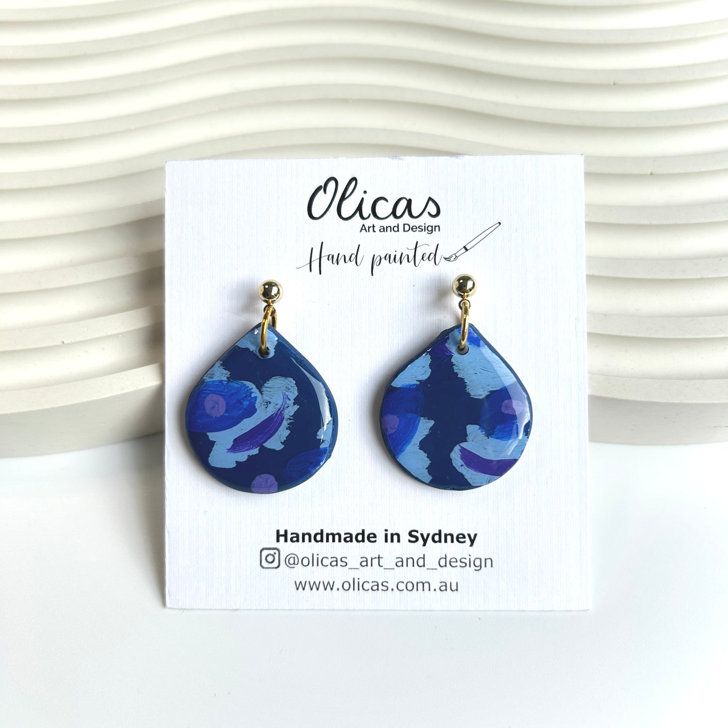 Bella Dangles in hand painted 'Moonlit reef'
