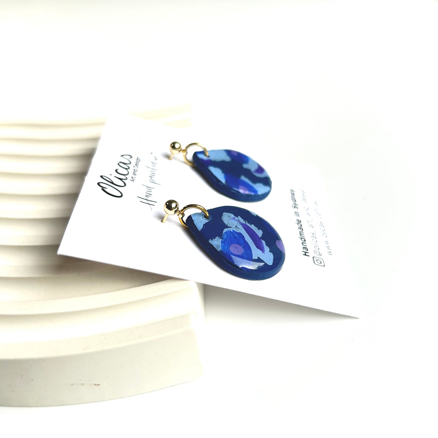 Bella Dangles in hand painted 'Moonlit reef'