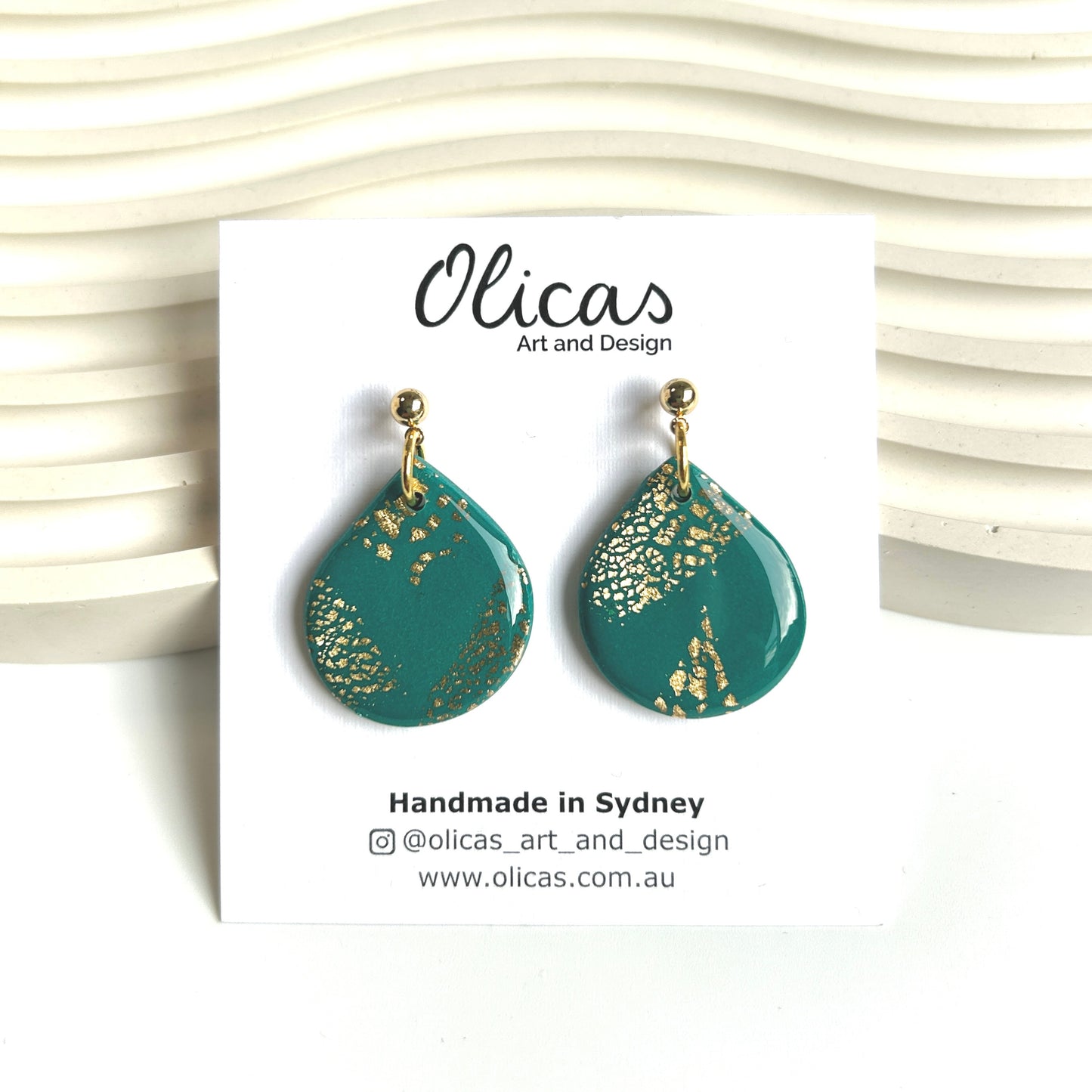 Bella Dangles in Teal & Gold
