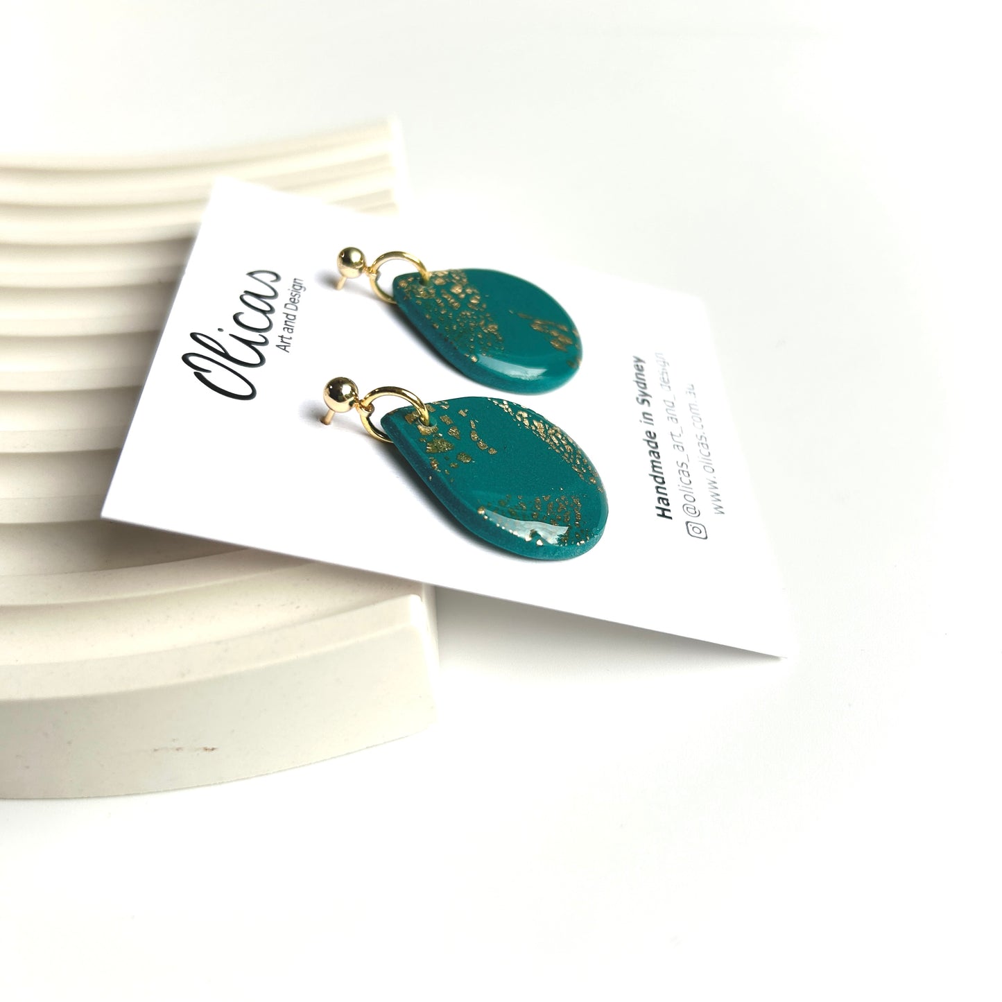 Bella Dangles in Teal & Gold