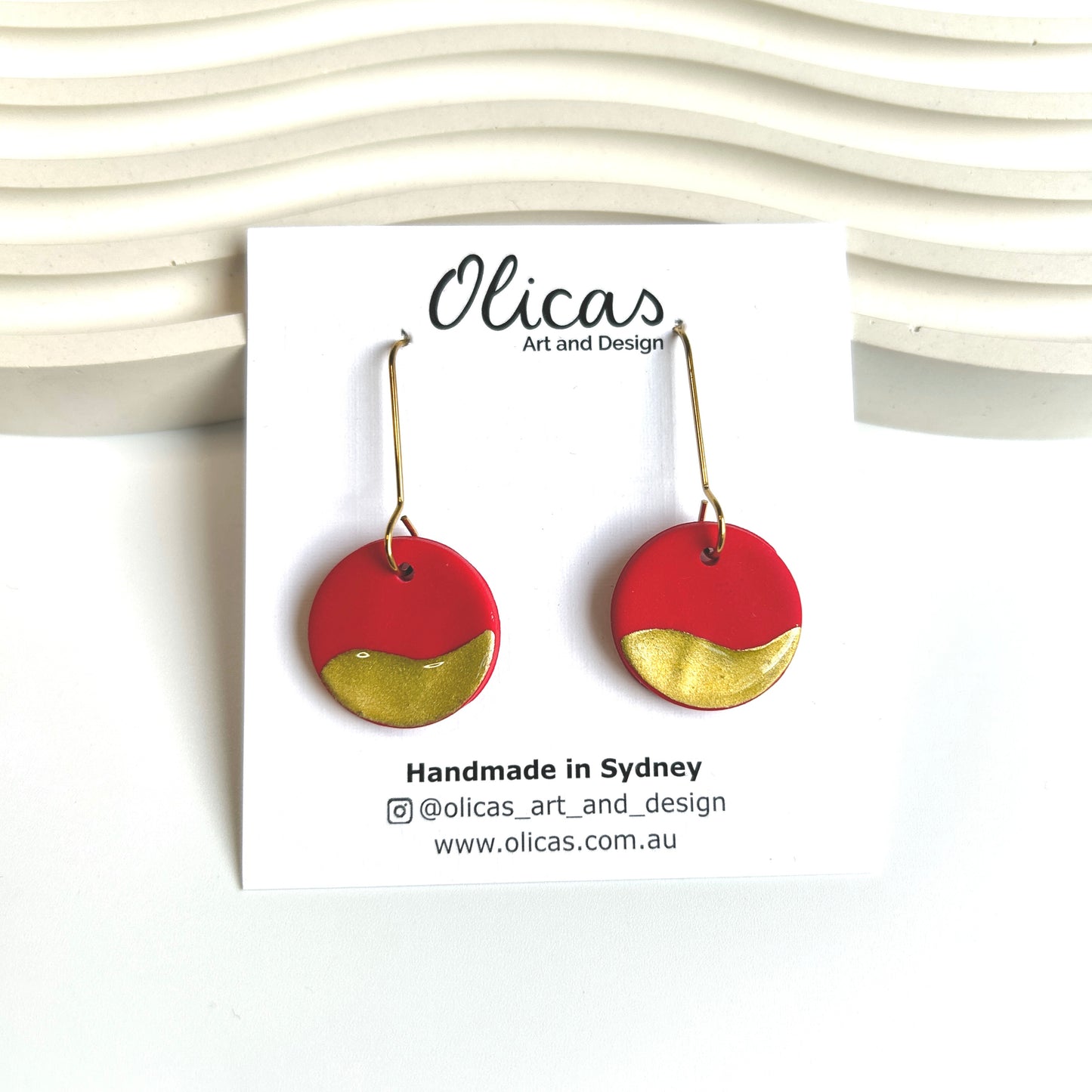 Pippa Dangles in Red with Gold