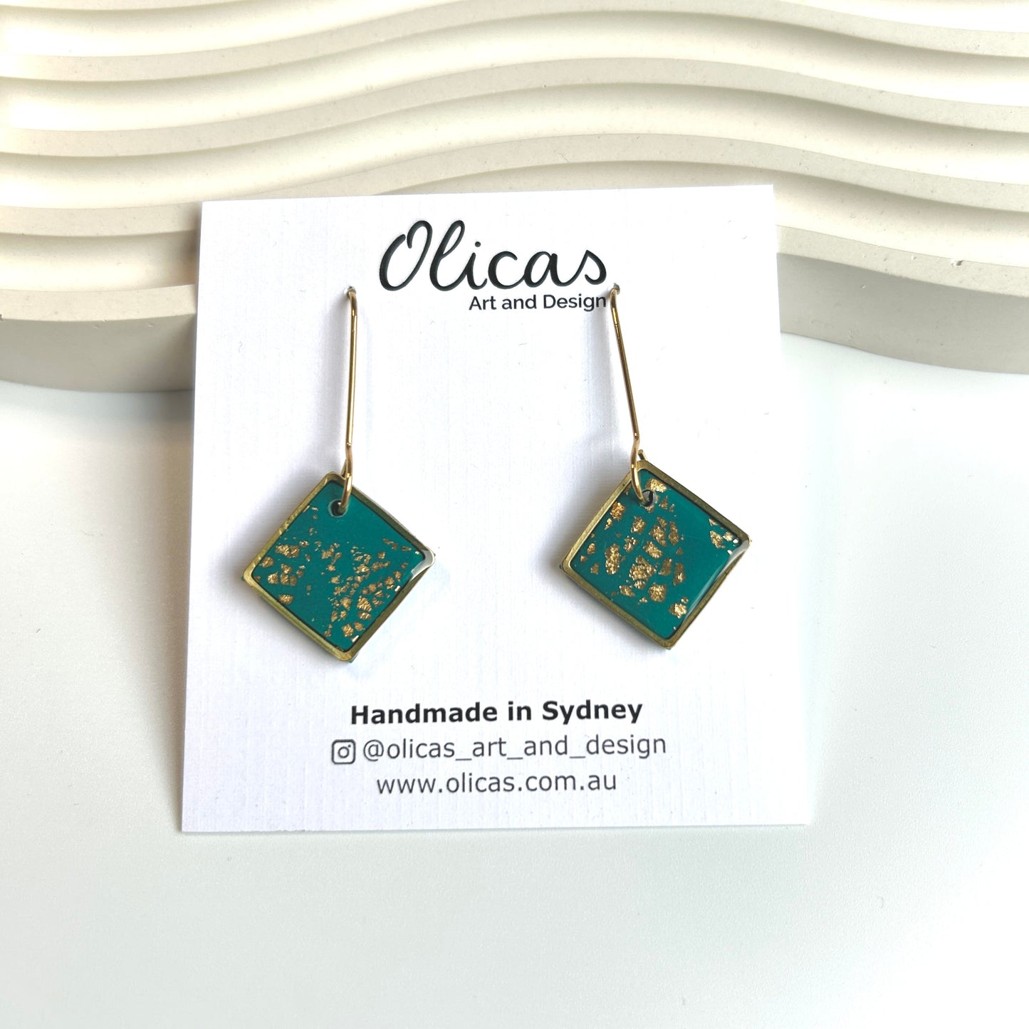 Zara Dangles in Teal and Gold