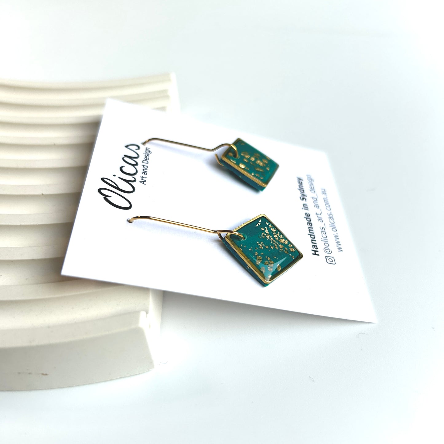 Zara Dangles in Teal and Gold