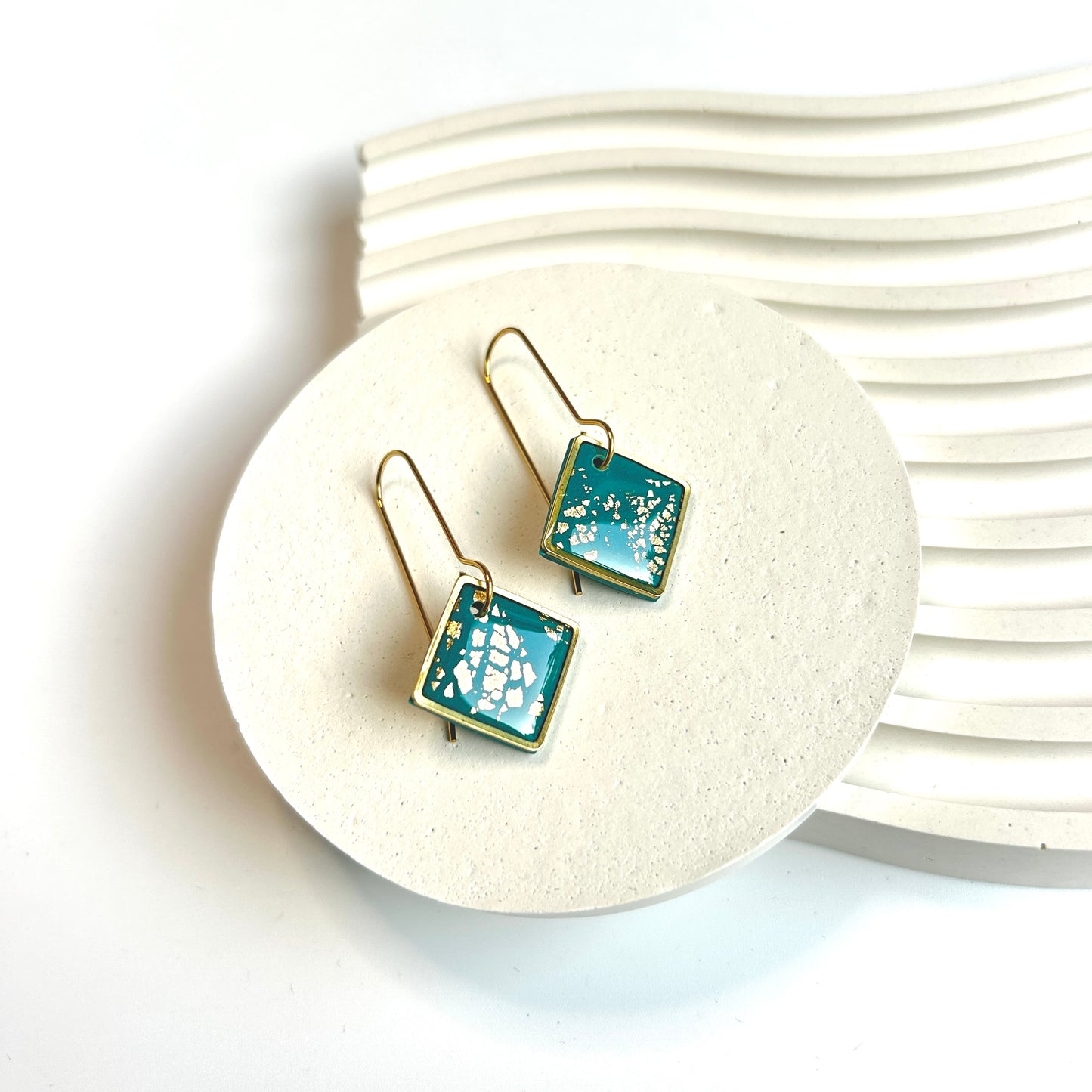 Zara Dangles in Teal and Gold