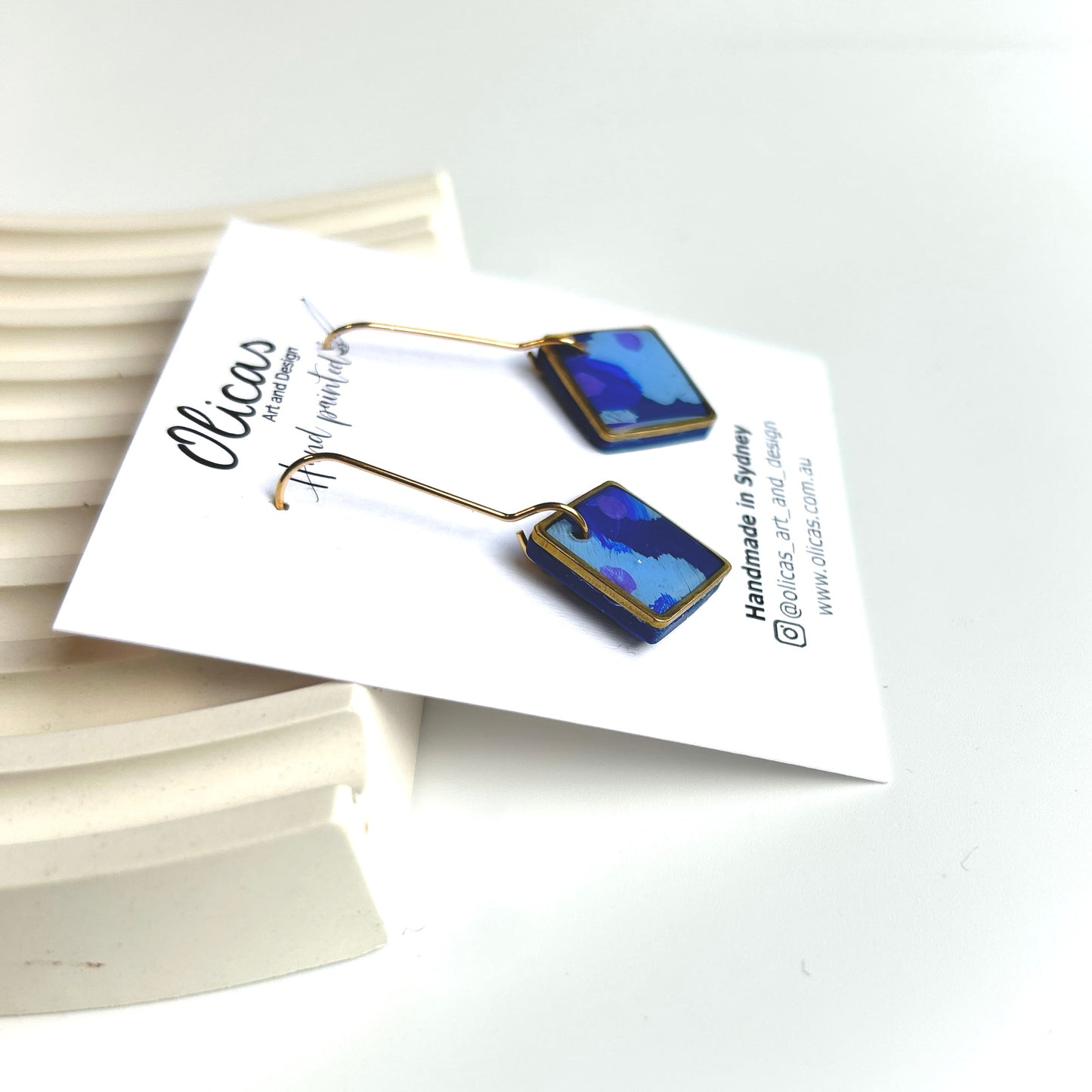 Zara Dangles in hand painted 'Moonlit Reef'
