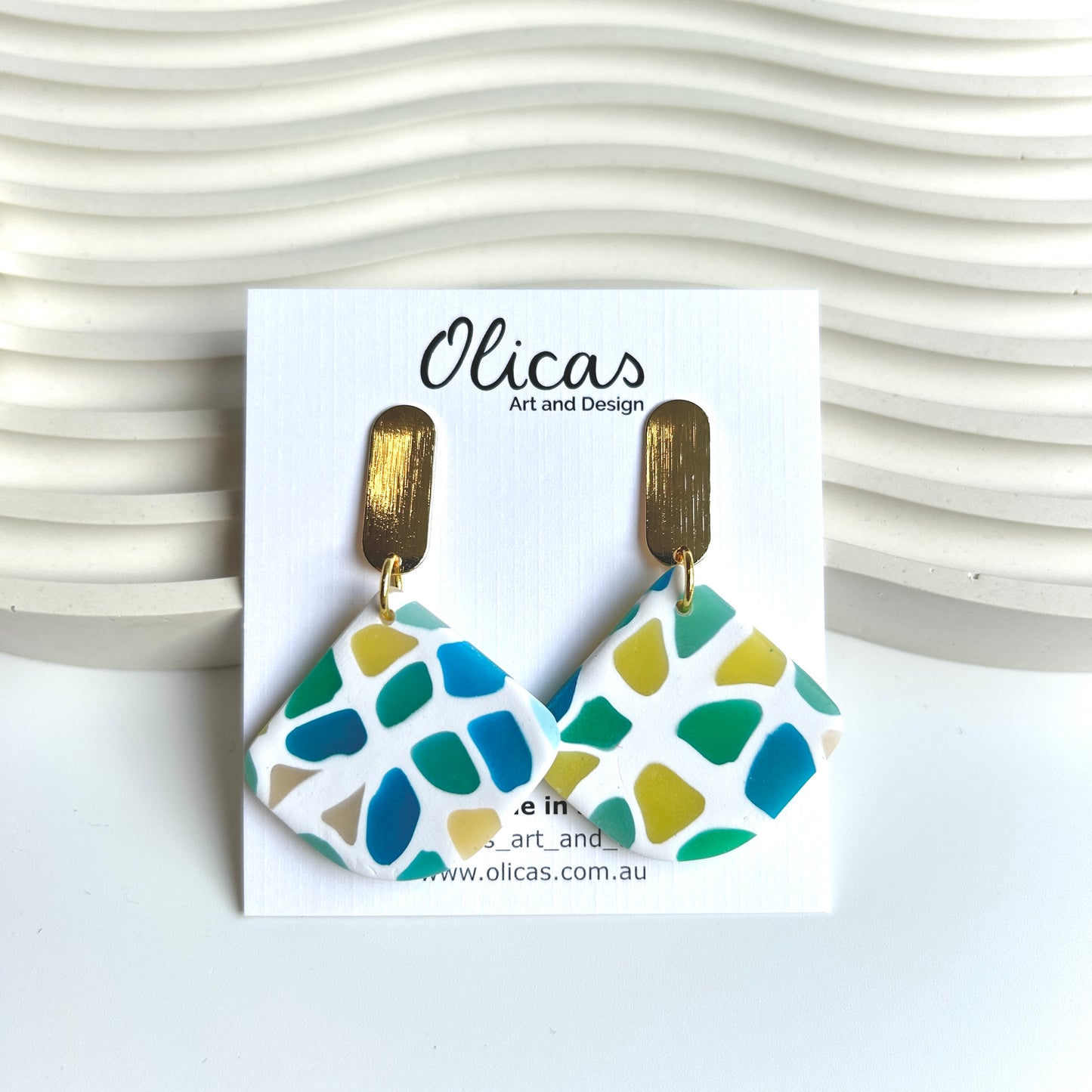 Zoe in 'Coastal Clarity' with Gold Plated Studs