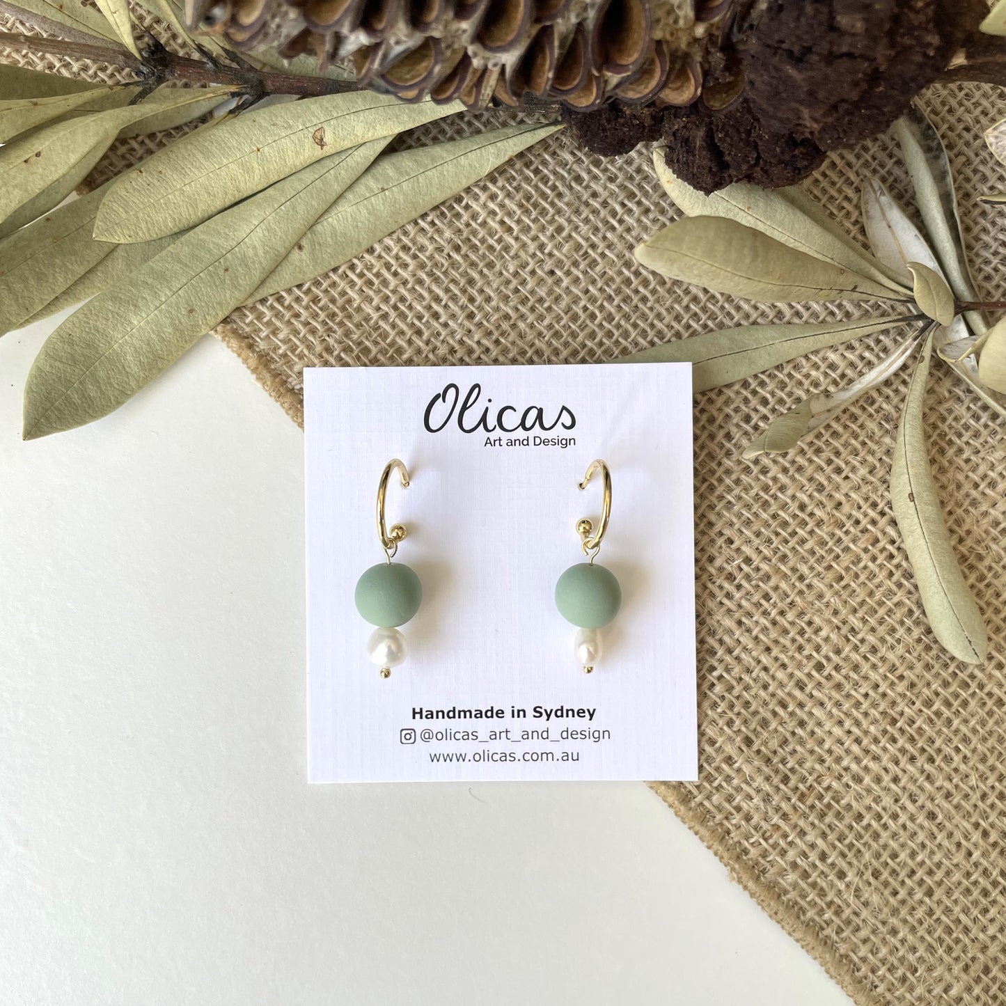 Tilly Dangles with Fresh Pearls in Light Green