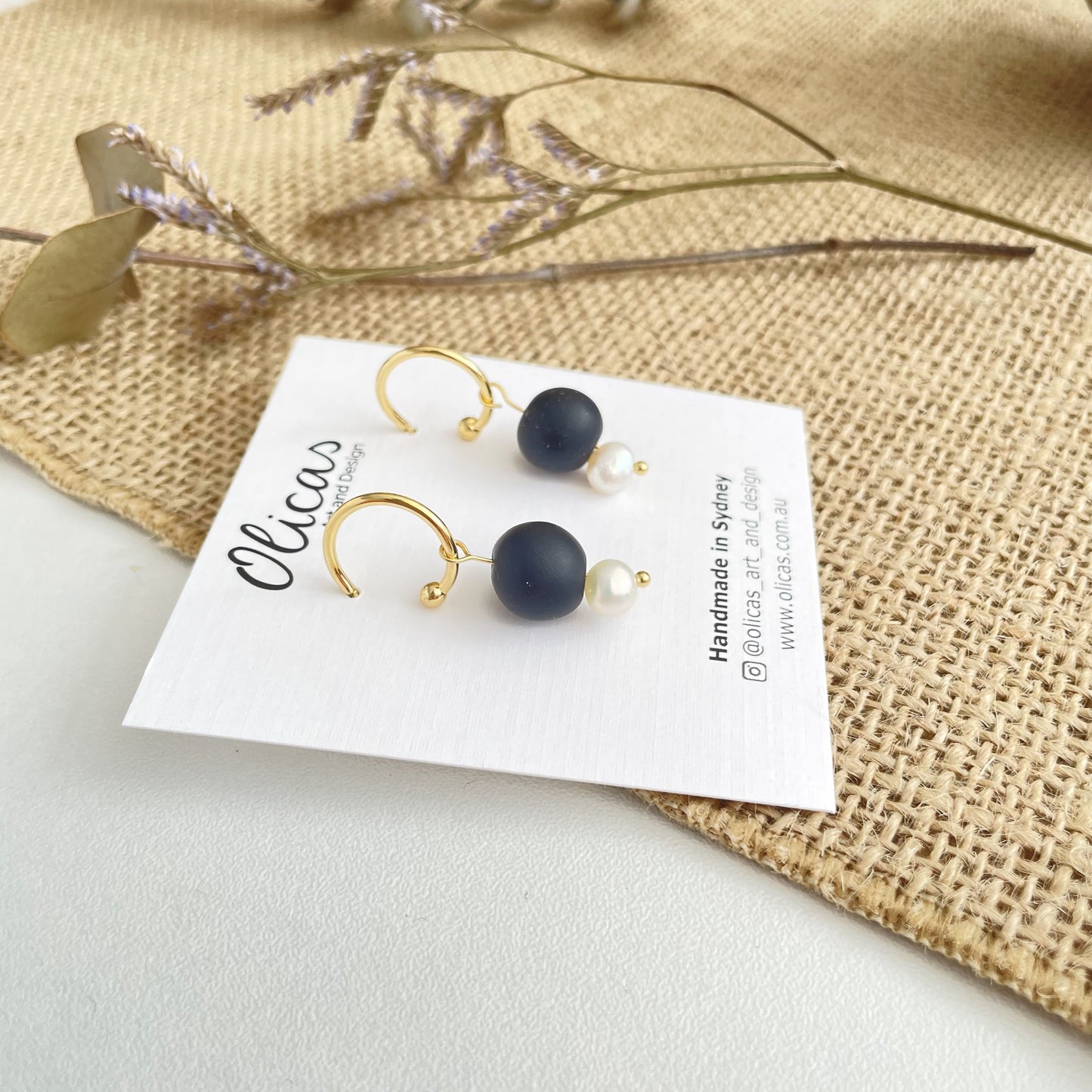 Tilly Dangles with Fresh Pearls in Black