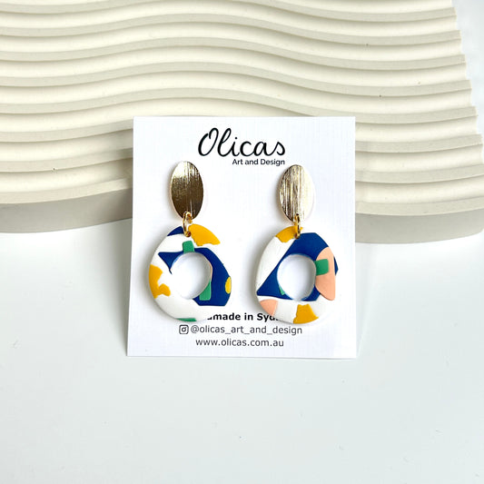 Emma Dangles in 'Colour Collage', Gold Plated tops