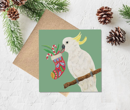 Watercolour Christmas Card - Cockatoo