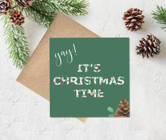 Watercolour Christmas Card - Yay it's Christmas