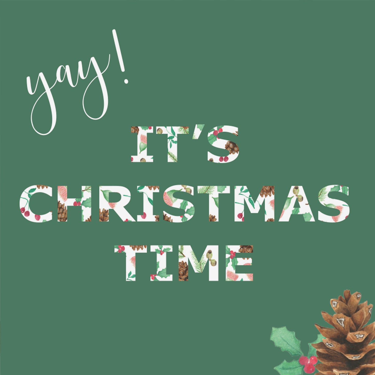 Watercolour Christmas Card - Yay it's Christmas