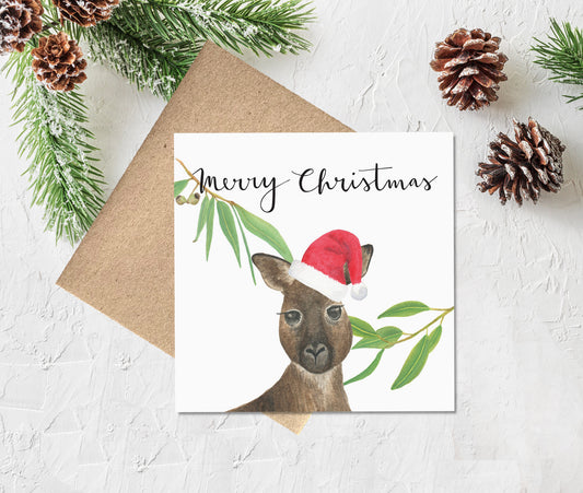 Watercolour Christmas Card - Kangaroo