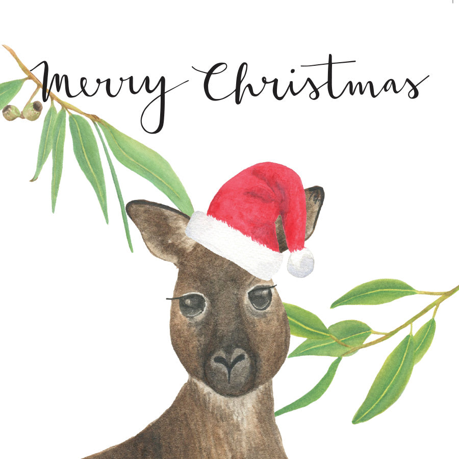 Watercolour Christmas Card - Kangaroo
