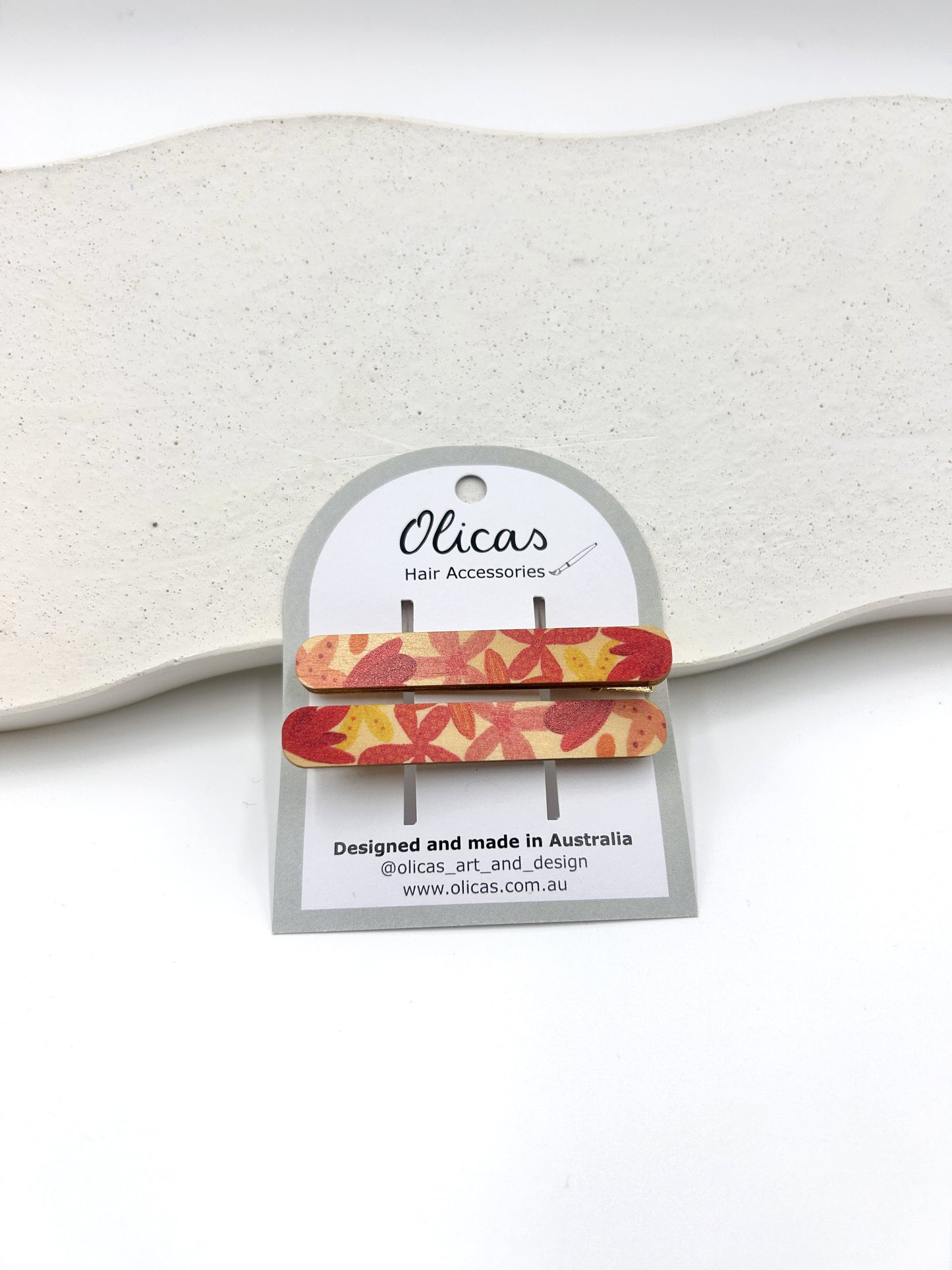 Wooden Hair Clips - in Floral Rhapsody