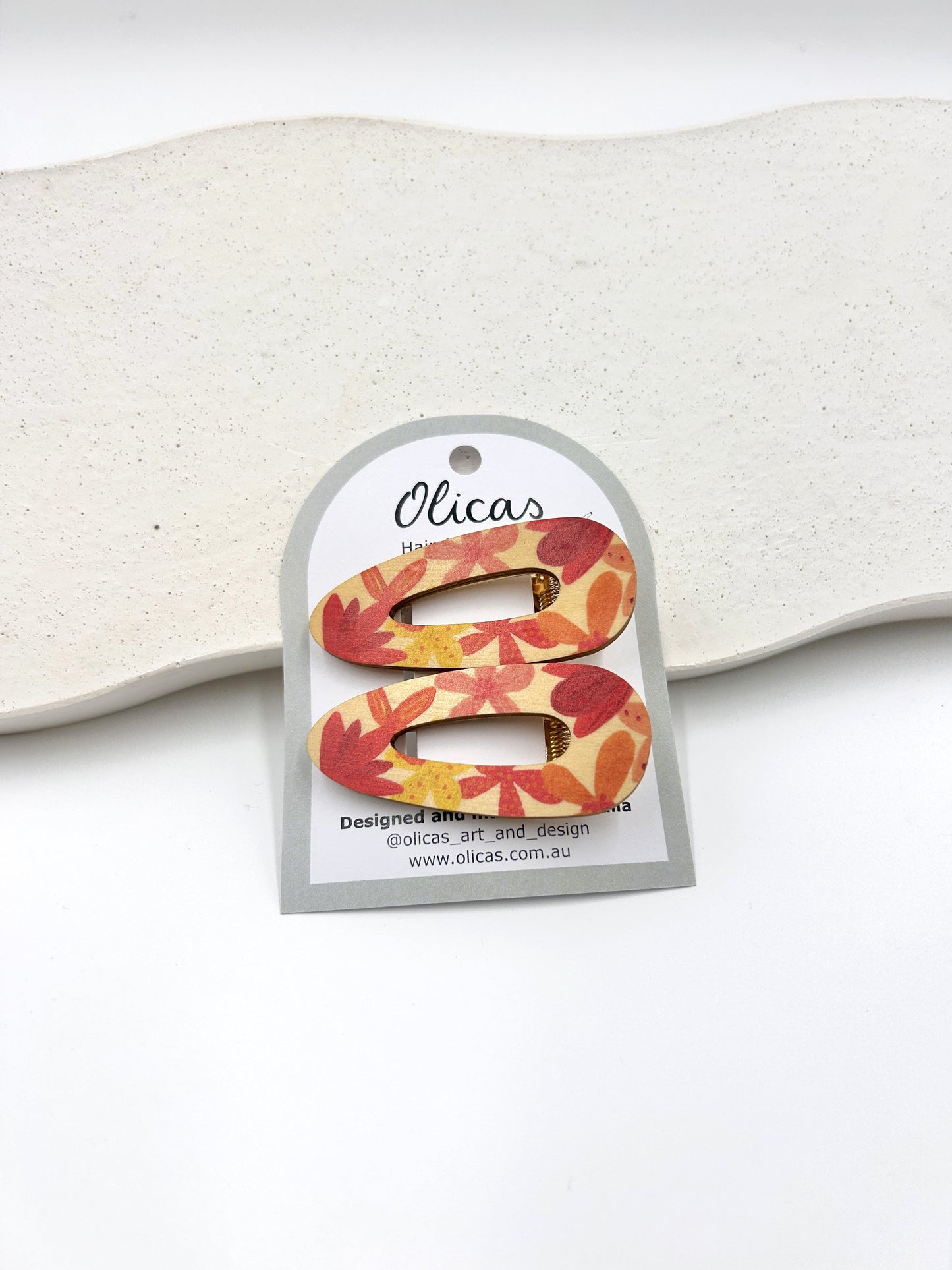 Wooden Hair Clips - in Floral Rhapsody