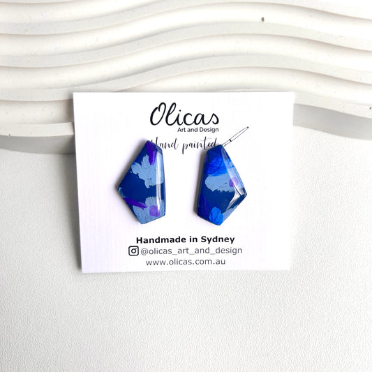 Anita Studs in hand painted 'Moonlit Reef'