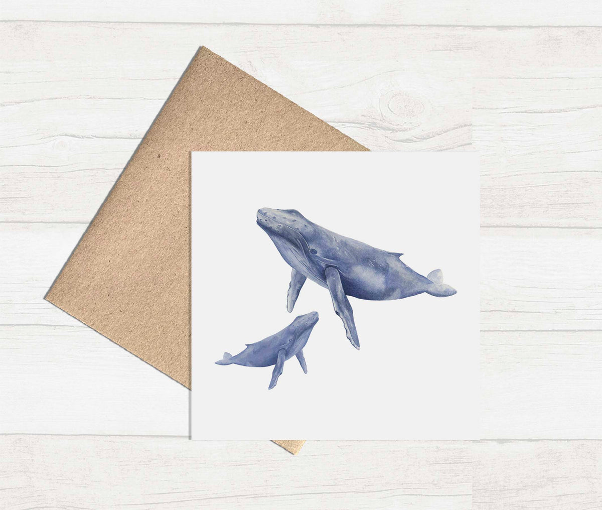 Watercolour Greeting Card - Whales