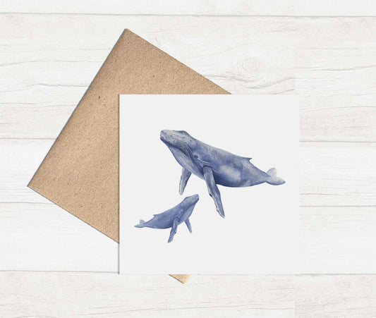 Watercolour Greeting Card - Whales