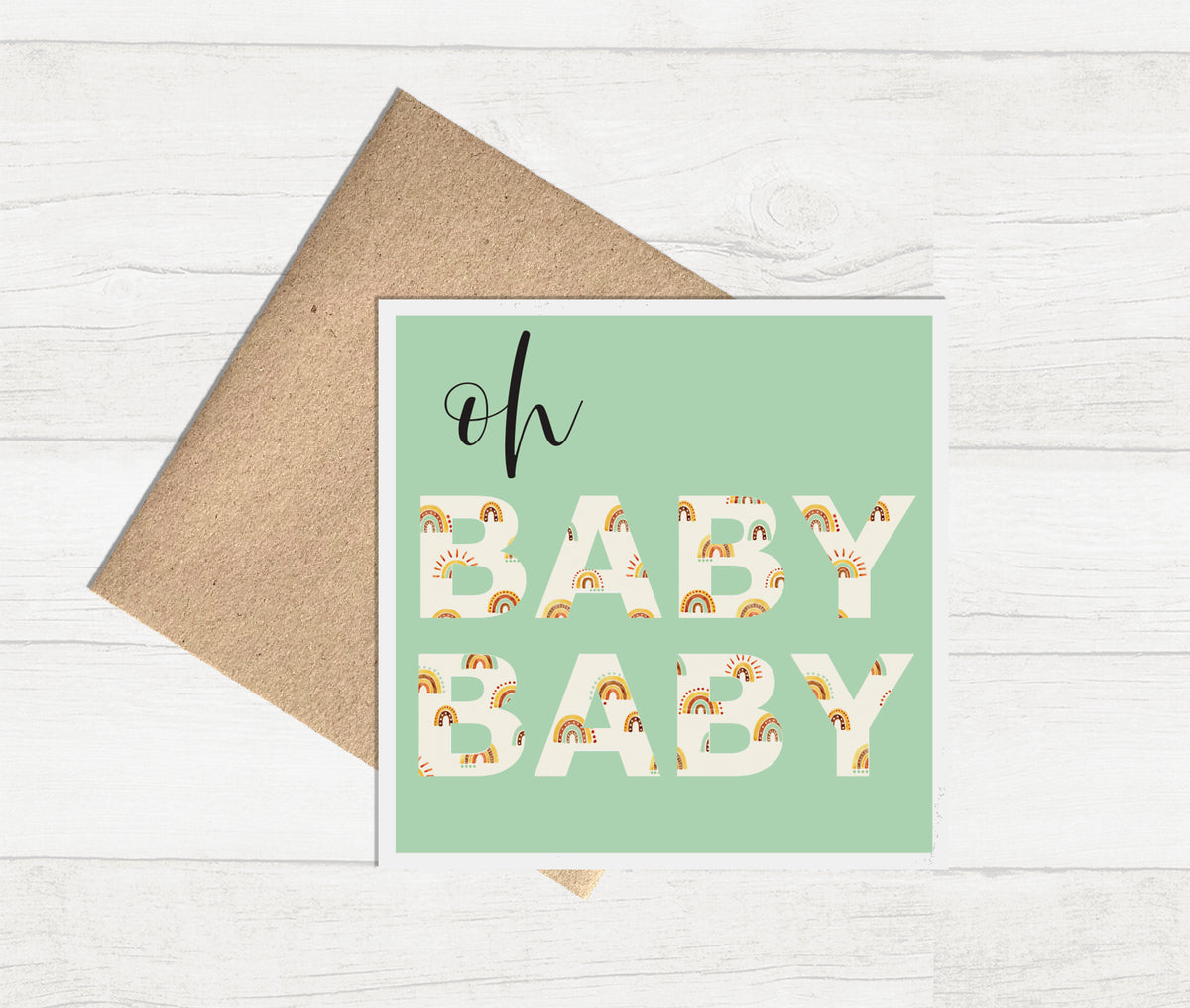 Watercolour Greeting Card - Oh Baby