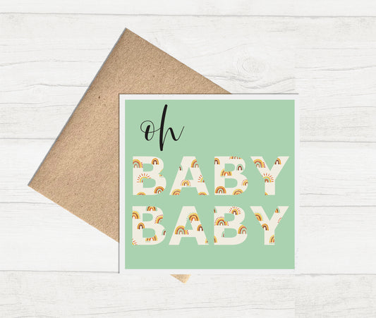 Watercolour Greeting Card - Oh Baby