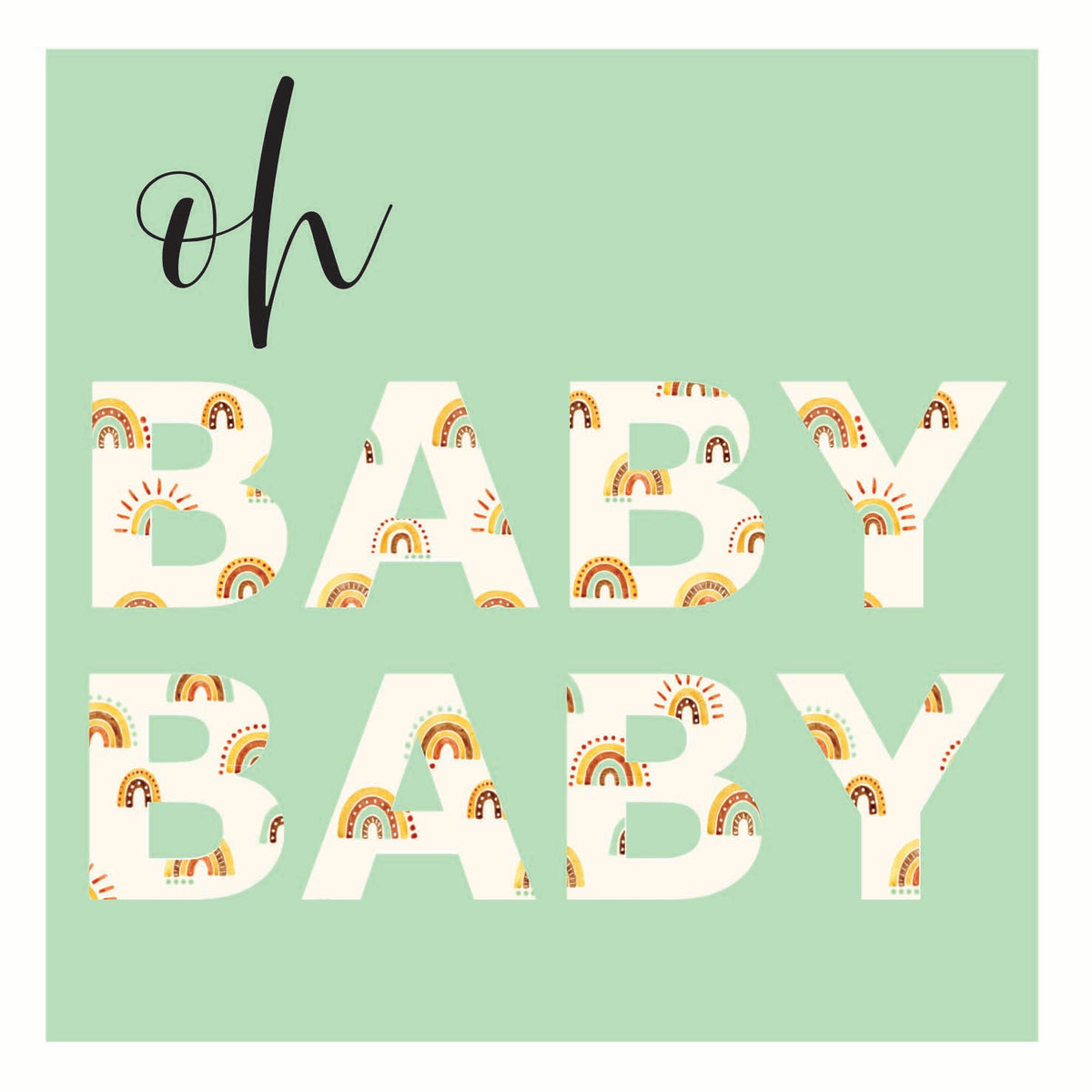 Watercolour Greeting Card - Oh Baby