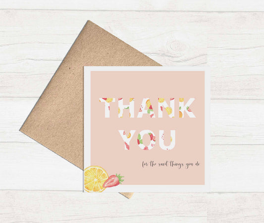 Watercolour Greeting Card - Thank you card 'Sweet Things'