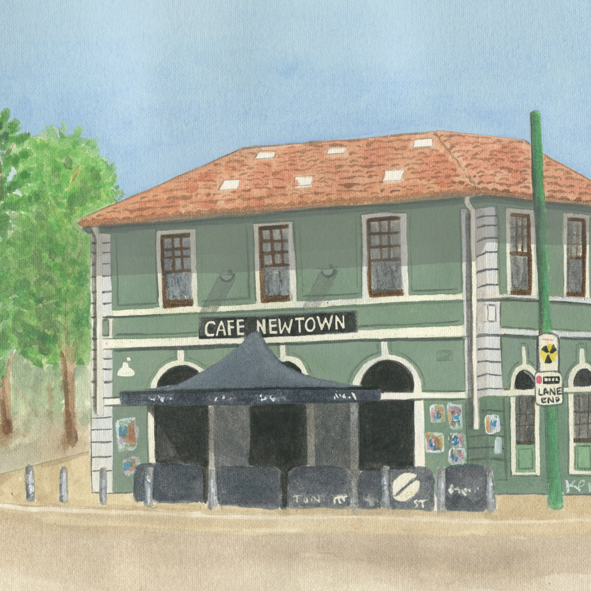 Watercolour Greeting Card - Newtown Cafe