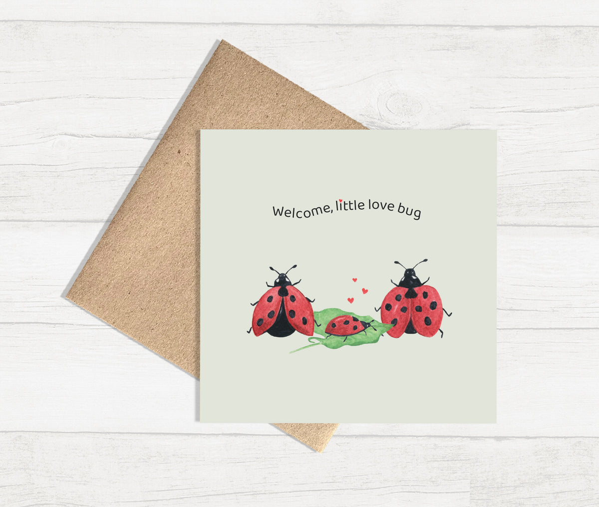 Watercolour Greeting Card - Litte Love Bug