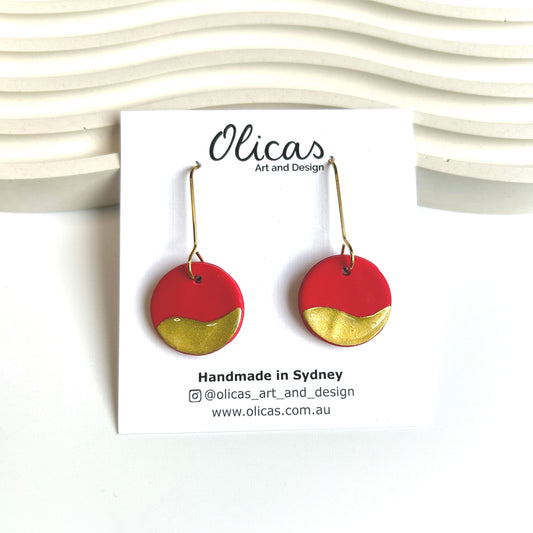 Pippa Dangles in Red with Gold