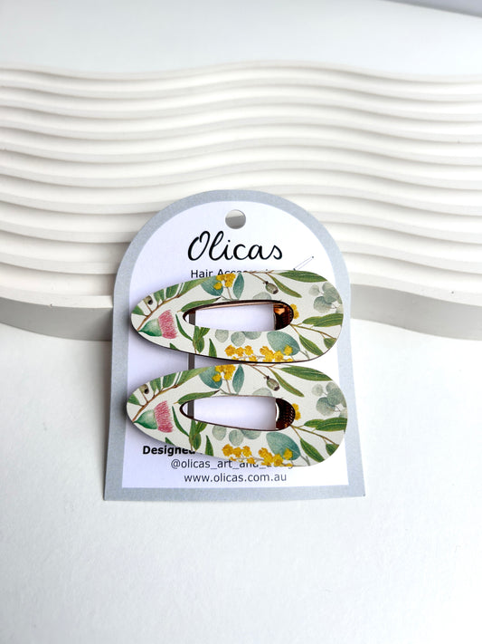 Wooden Hair Clips - Australian Flora