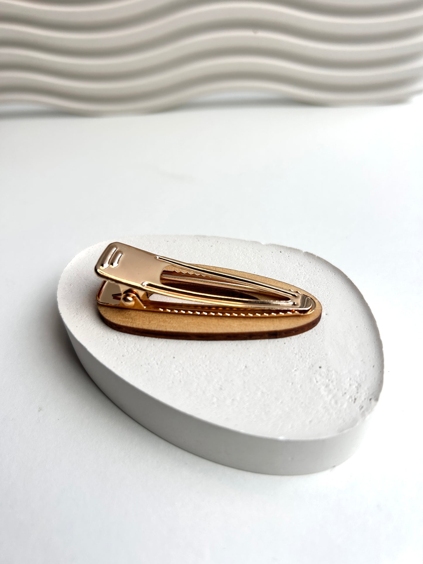 Wooden Hair Clips - Red Brushstrokes