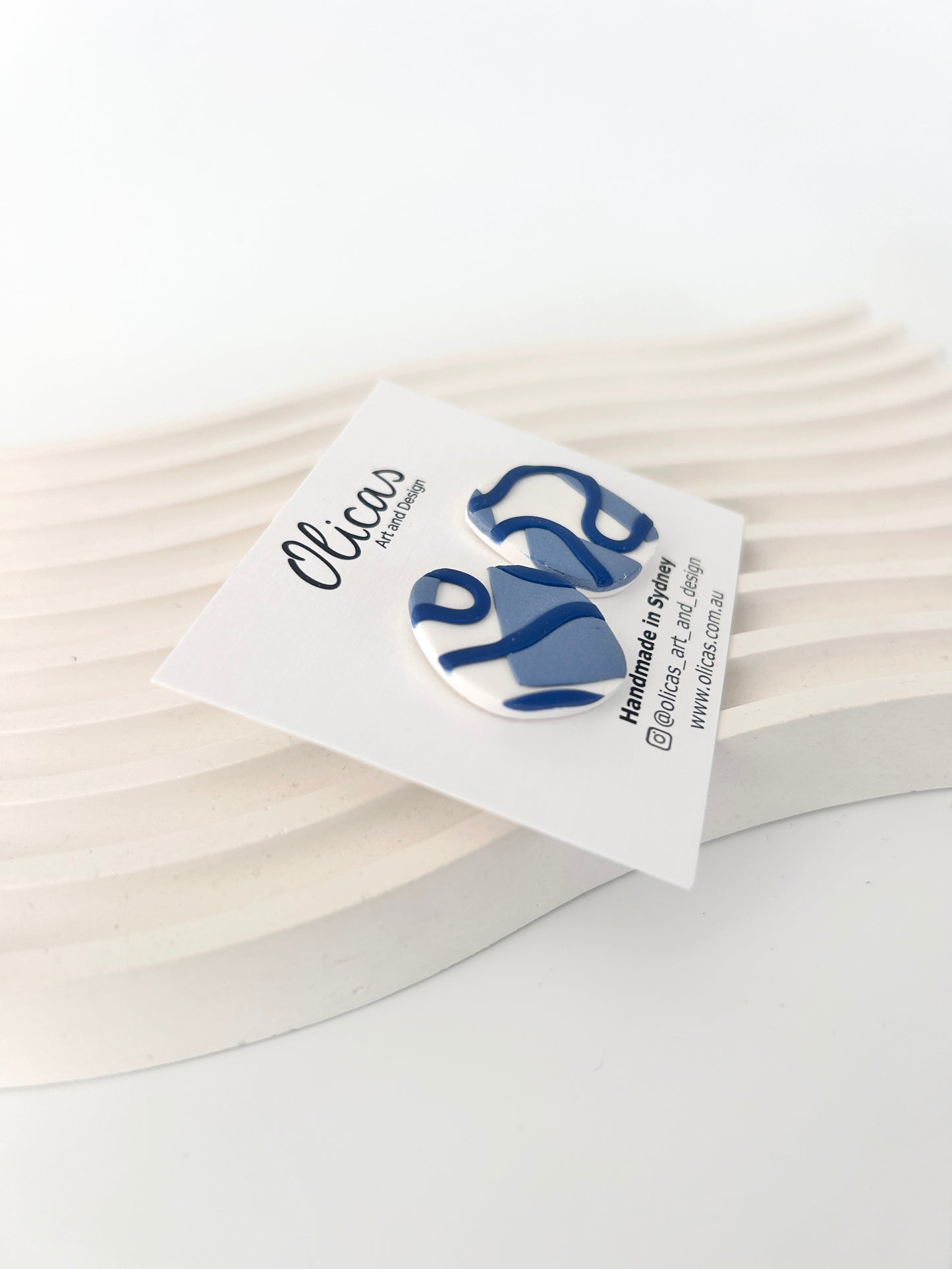 Adie Studs in Blue Wiggles Pattern