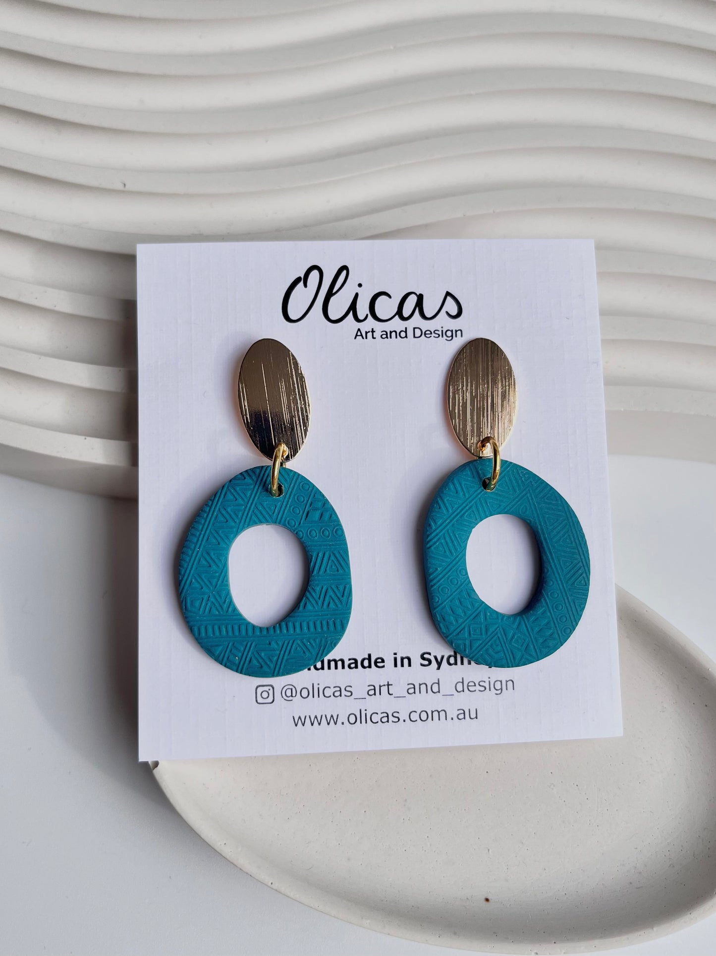 Emma Dangles in Block Colours with Gold plated Top