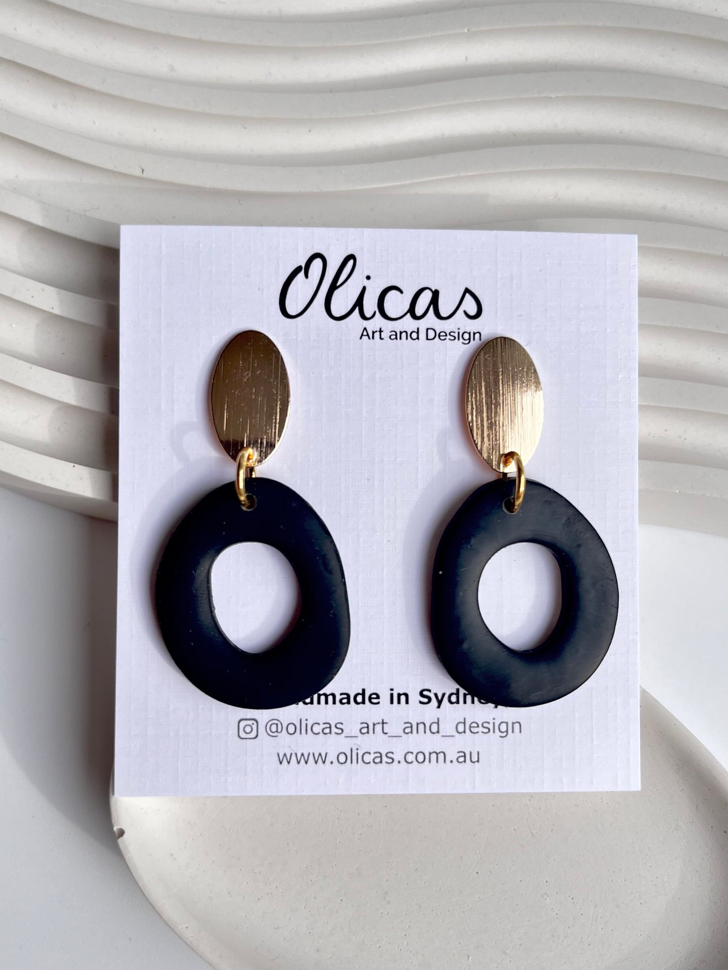 Emma Dangles in Block Colours with Gold plated Top