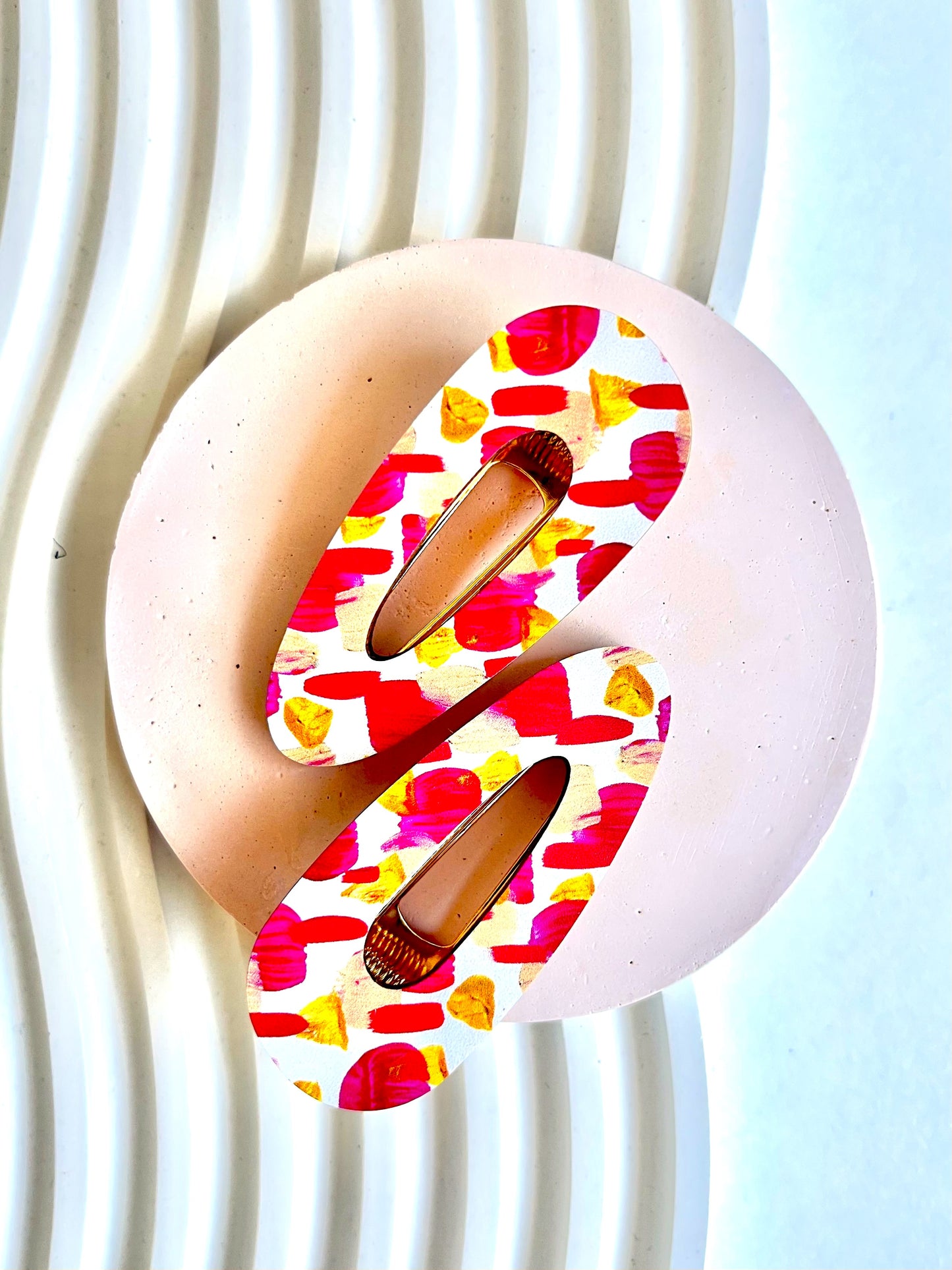 Wooden Hair Clips - Red Brushstrokes