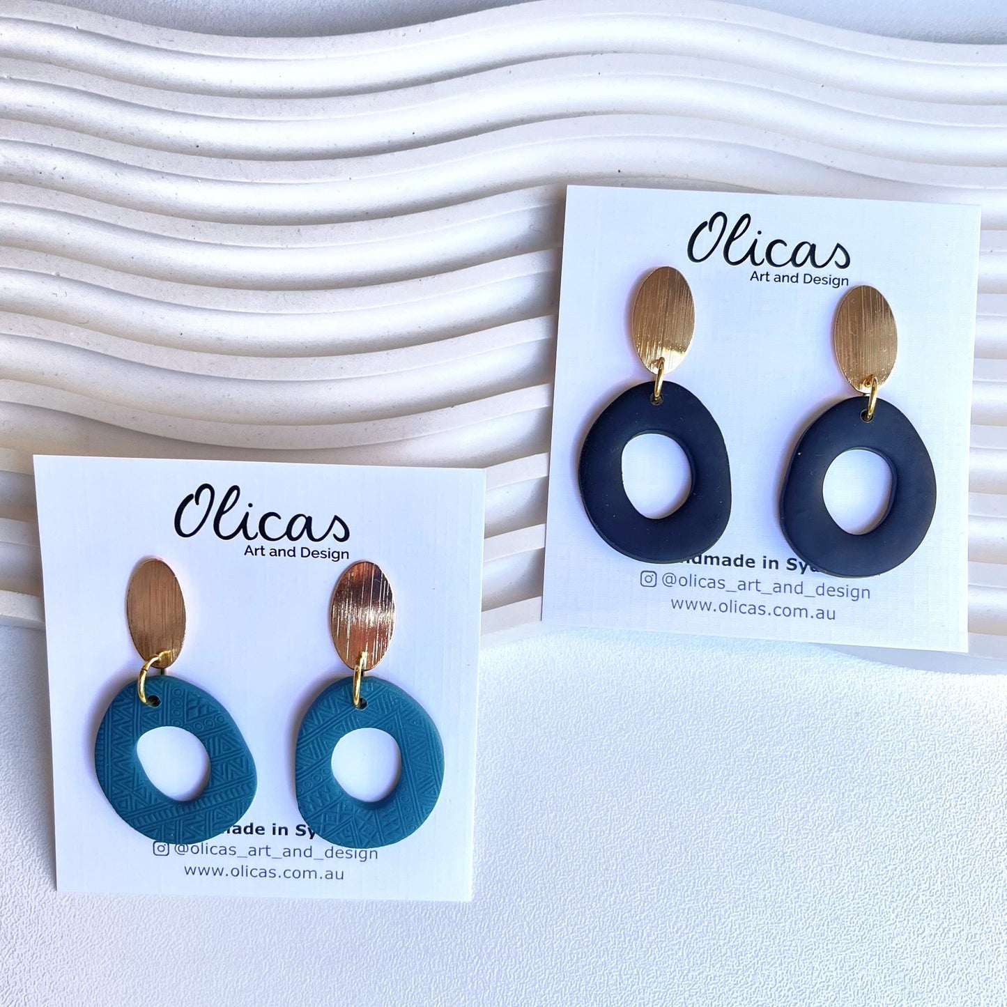 Emma Dangles in Block Colours with Gold plated Top