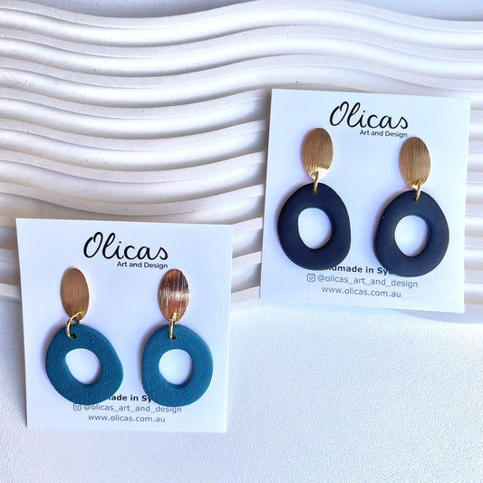 Emma Dangles in Block Colours with Gold plated Top