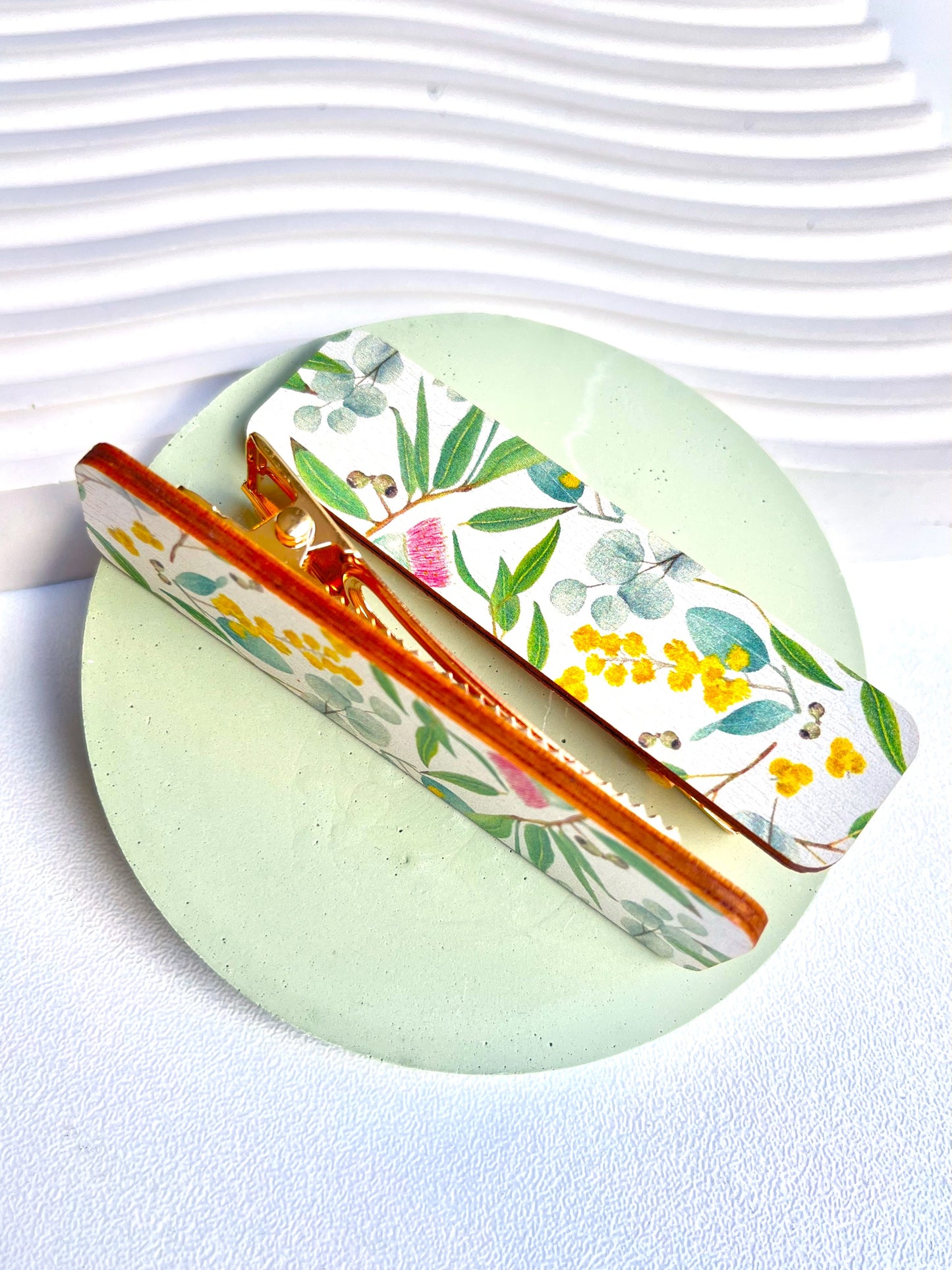 Wooden Hair Clips - in Australian Flora