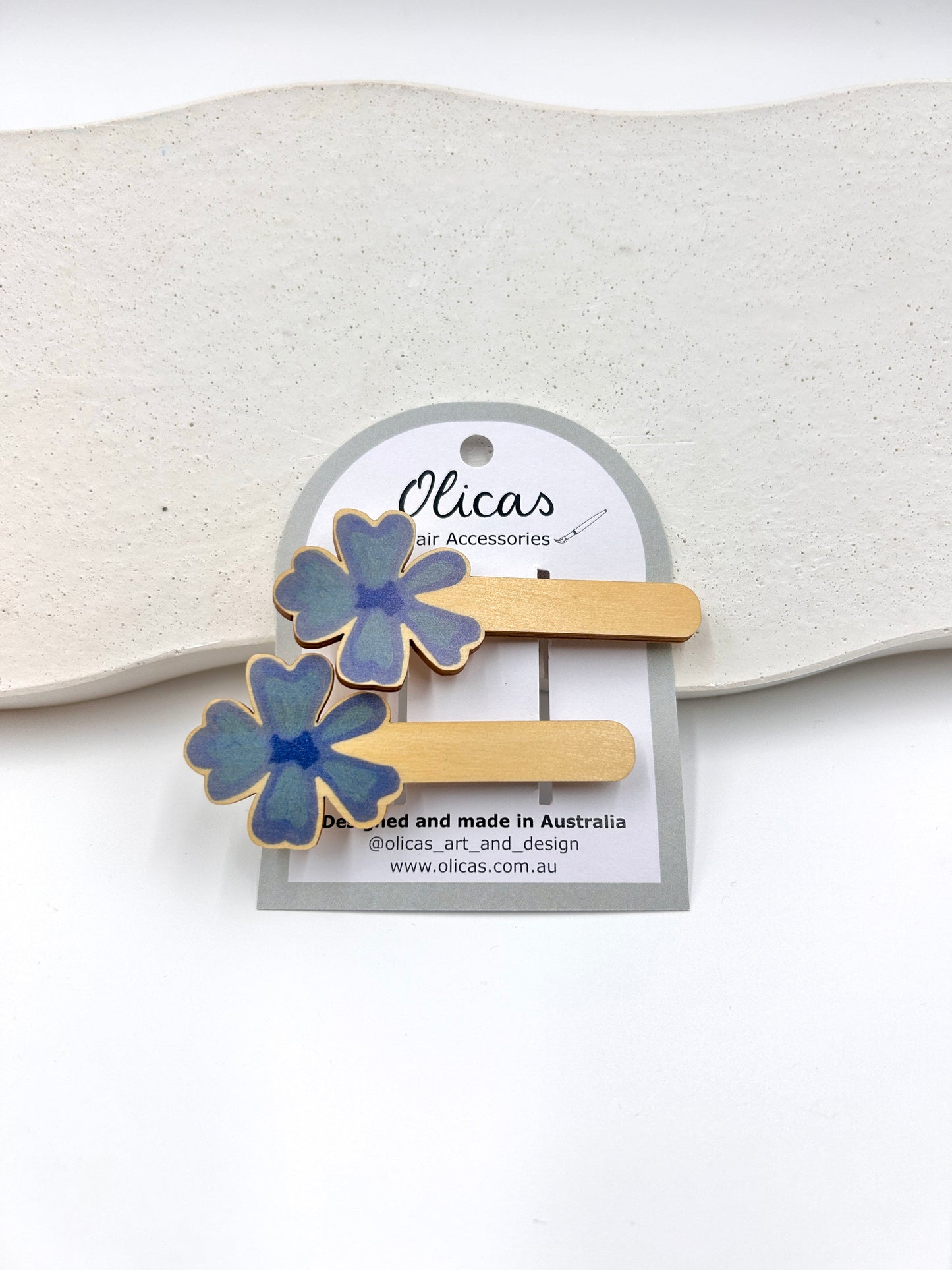 Wooden Flower Hair Clips
