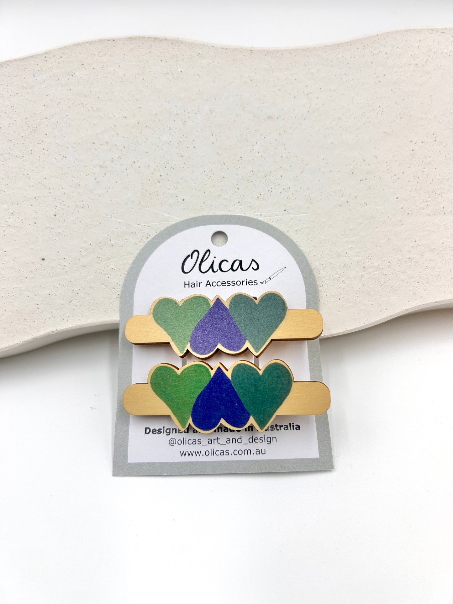 Wooden Hearts Hair Clips