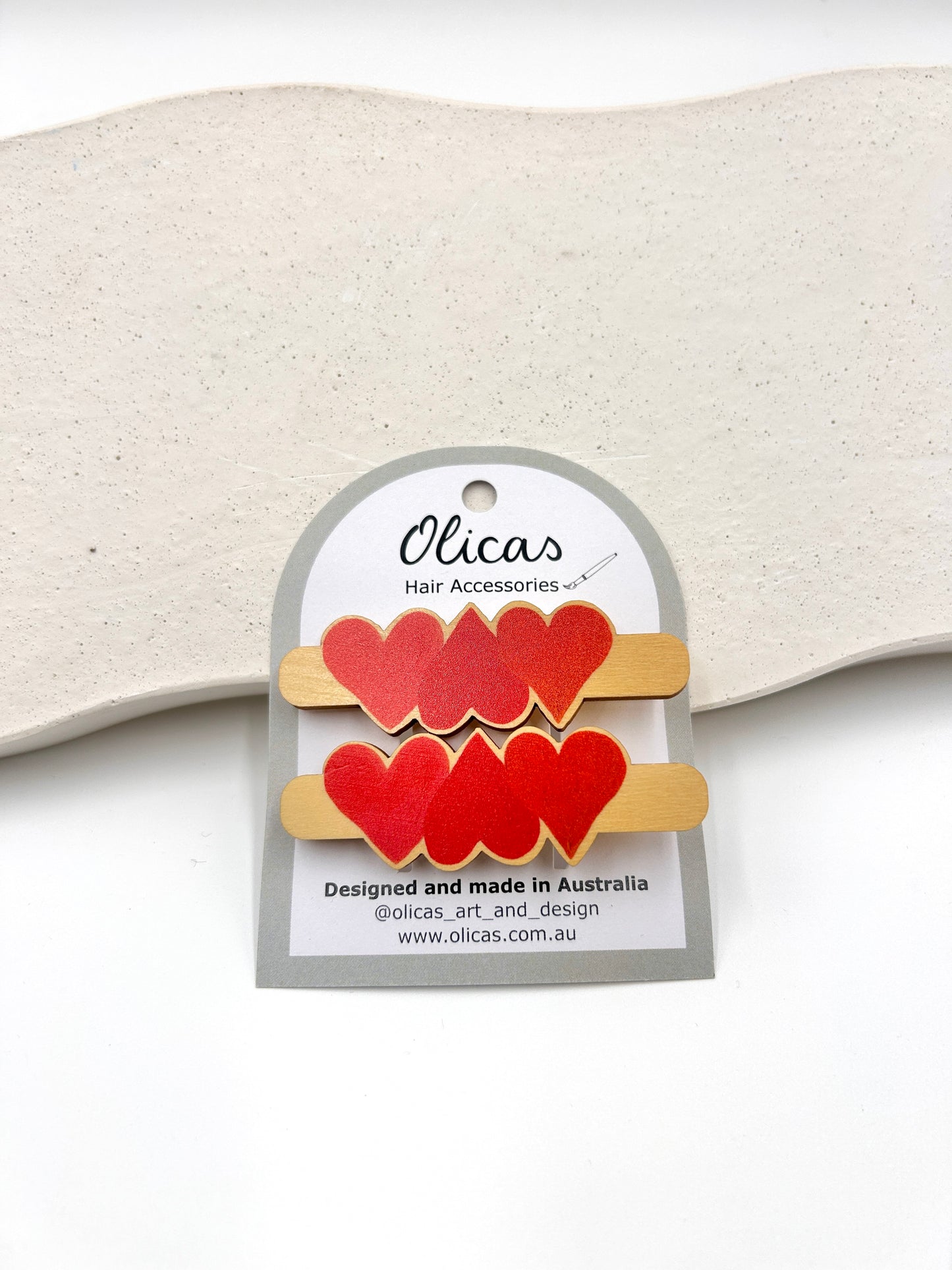 Wooden Hearts Hair Clips