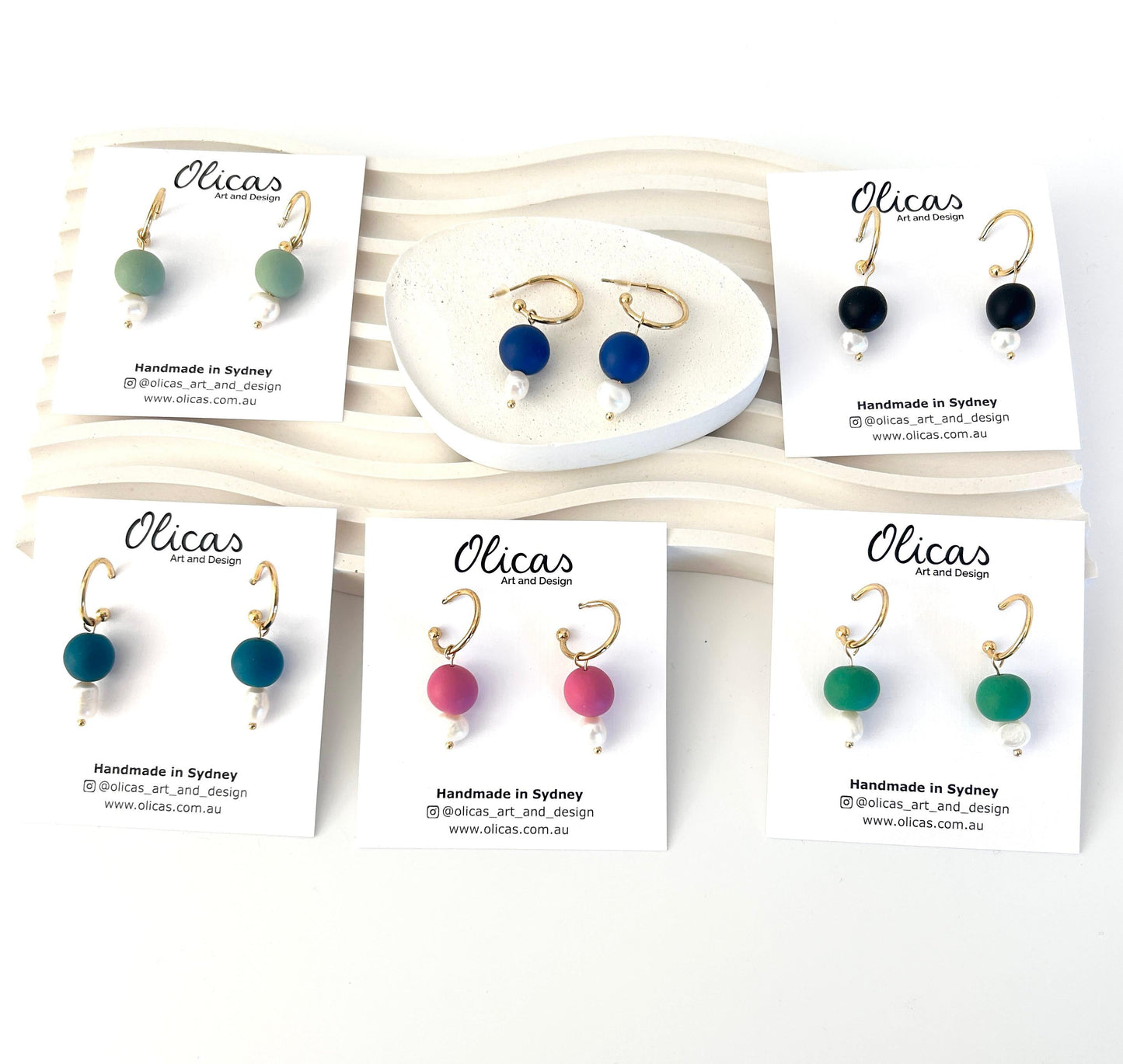 Tilly Dangles with Fresh Pearls in Block Colours