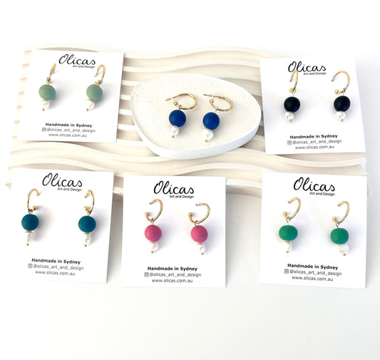 Tilly Dangles with Fresh Pearls in Block Colours
