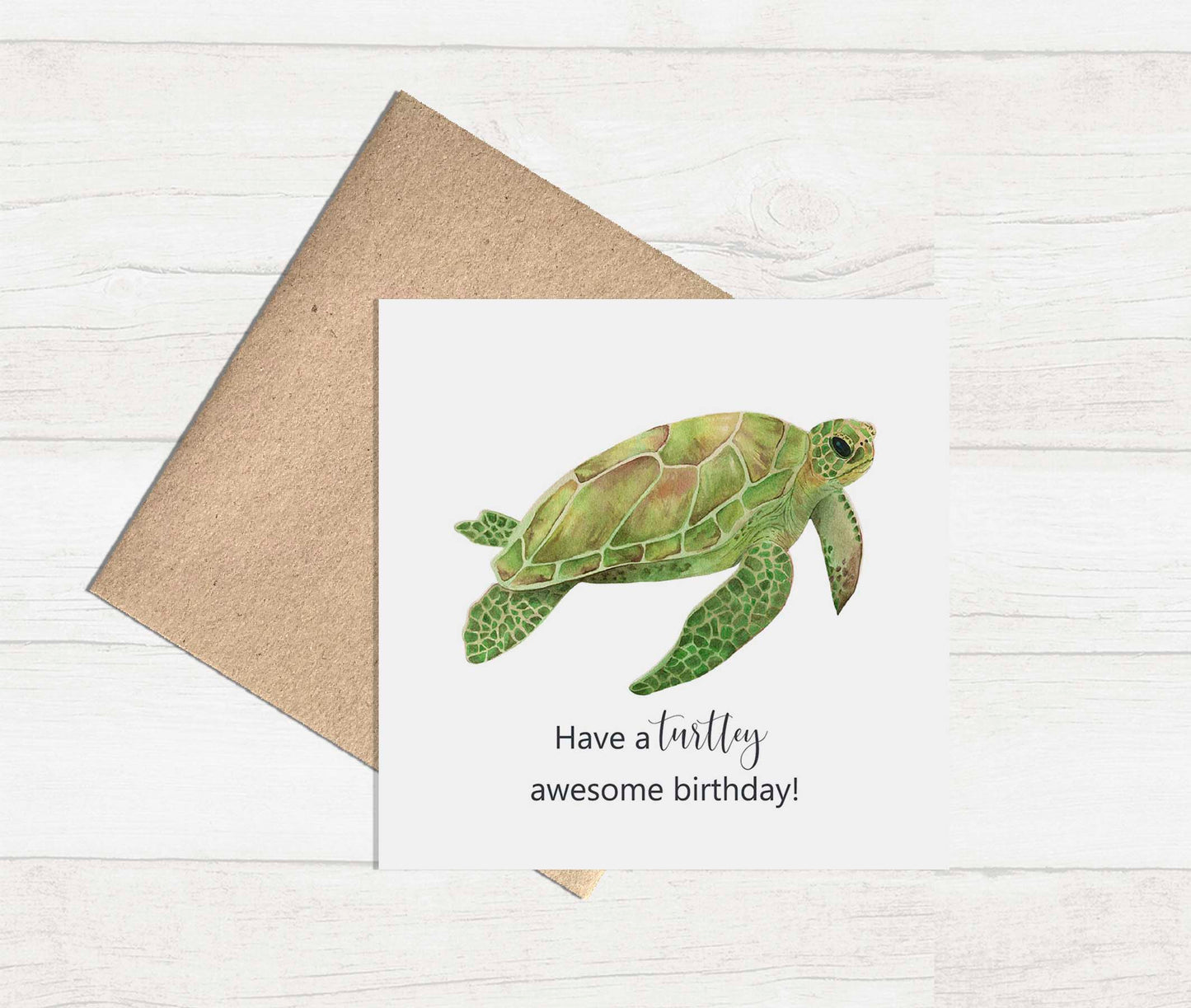 Watercolour Greeting Card - Turtley Birthday